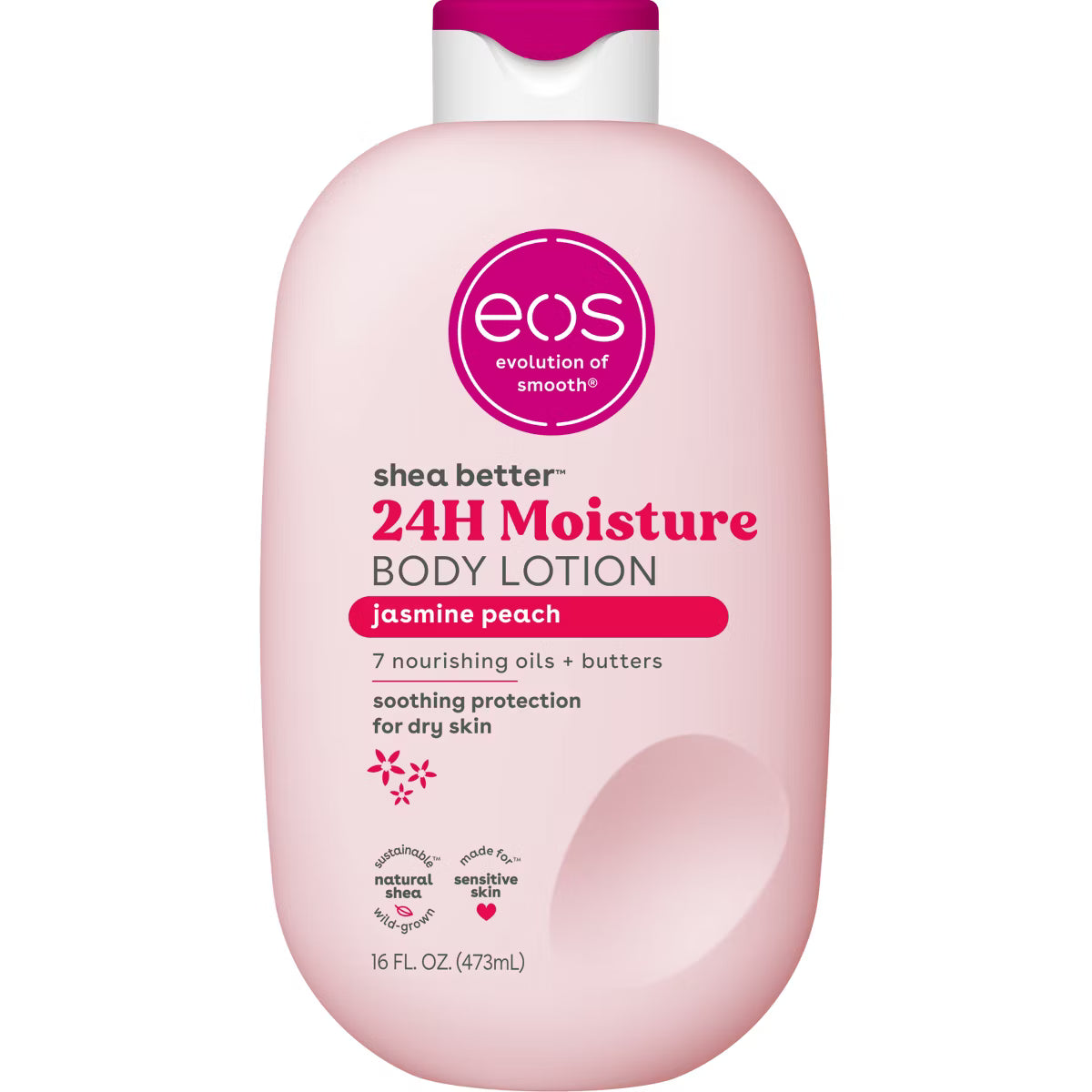 EOS Jasmine Peach Body Lotion - 16oz: Moisturizing, Soothing, Nourishing, Hypoallergenic