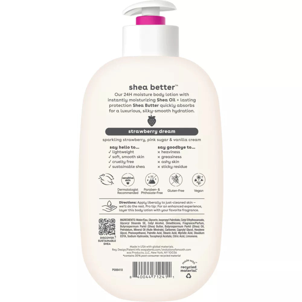 EOS Shea Better 24H Moisture Body Lotion - Strawberry Dream - 16oz: Whole Body, Bottle, Normal Skin