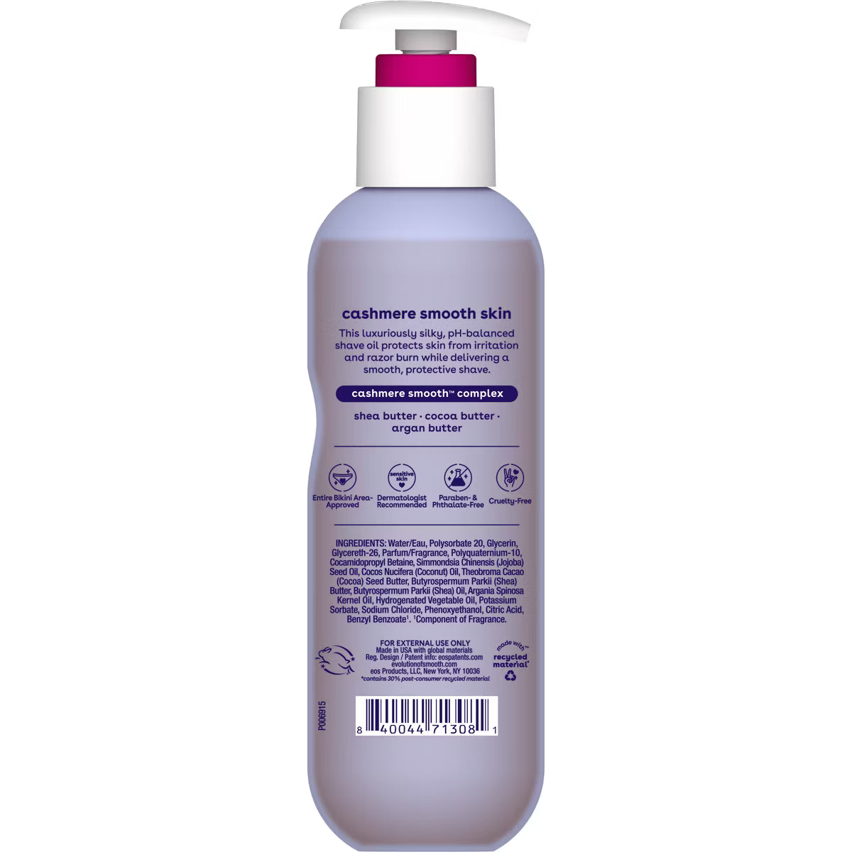EOS Cashmere Skin Collection Shave Oil - Vanilla Cashmere - 6 fl oz: Paraben-Free, Phthalate-Free, For Bikini Line, Legs, Under Arm