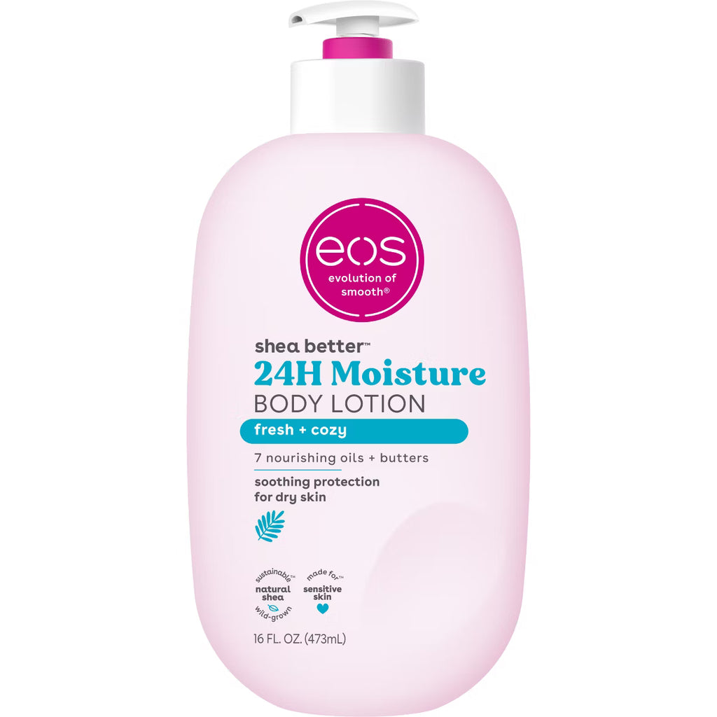 eos Shea Better 24H Moisture Body Lotion - Fresh & Cozy - 16 fl oz: Hypoallergenic, Whole Body, Pump Bottle, Normal to Dry Skin