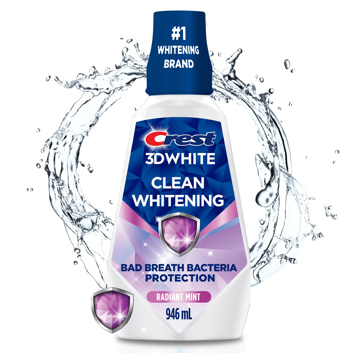 Crest 3D White Glamorous White Alcohol Free Multi-Care Whitening Mouthwash