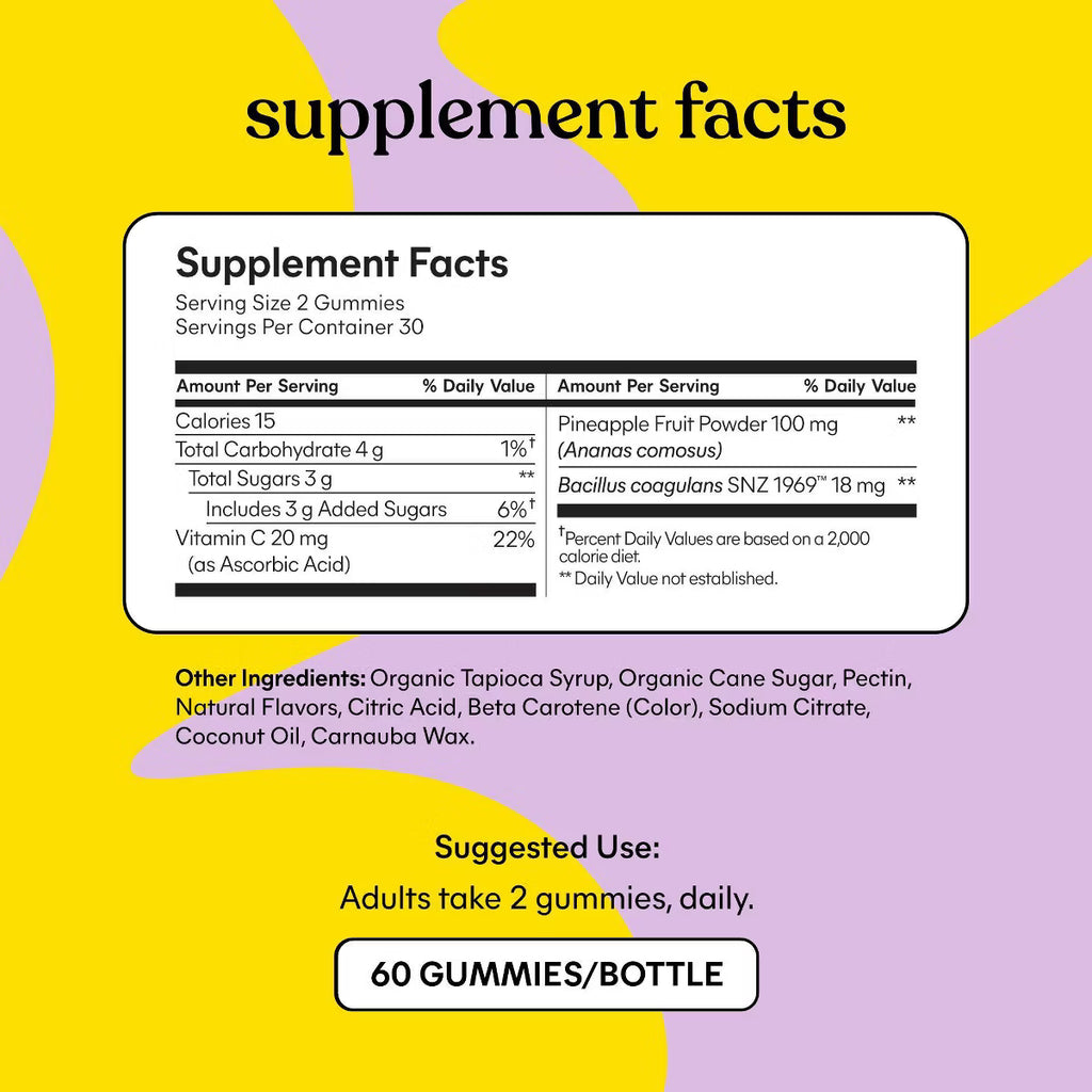 Lemme Purr Vaginal Probiotic Gummies - pH & Odor Support - Pineapple & Vitamin C - Pineapple Flavored - 60ct